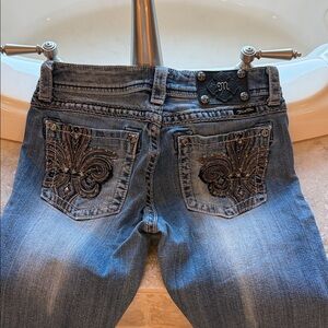 Miss Me Blue Boot Cut Jeans with Embellished Pockets